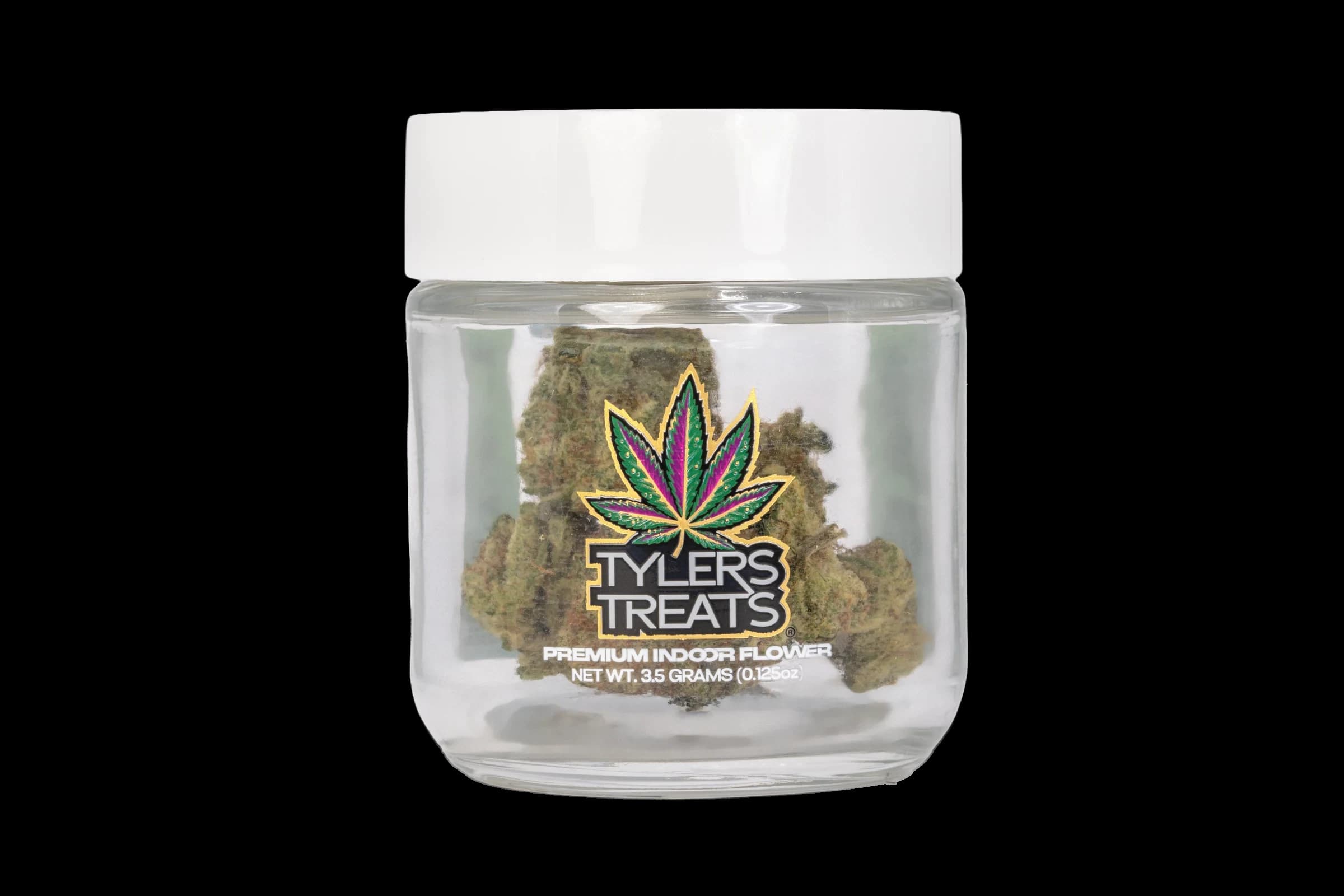 Tyler’s Treats 3.5g glass jar of whole flower