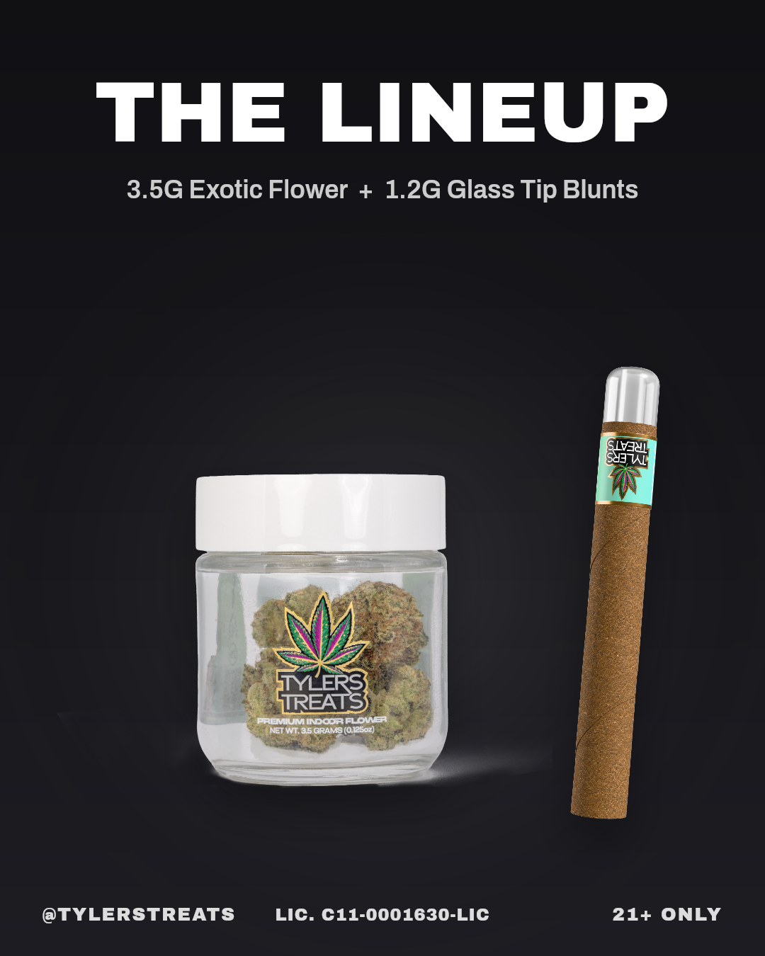 Tylers Treats 3.5G flower jar and 1.2G glass tip blunt
